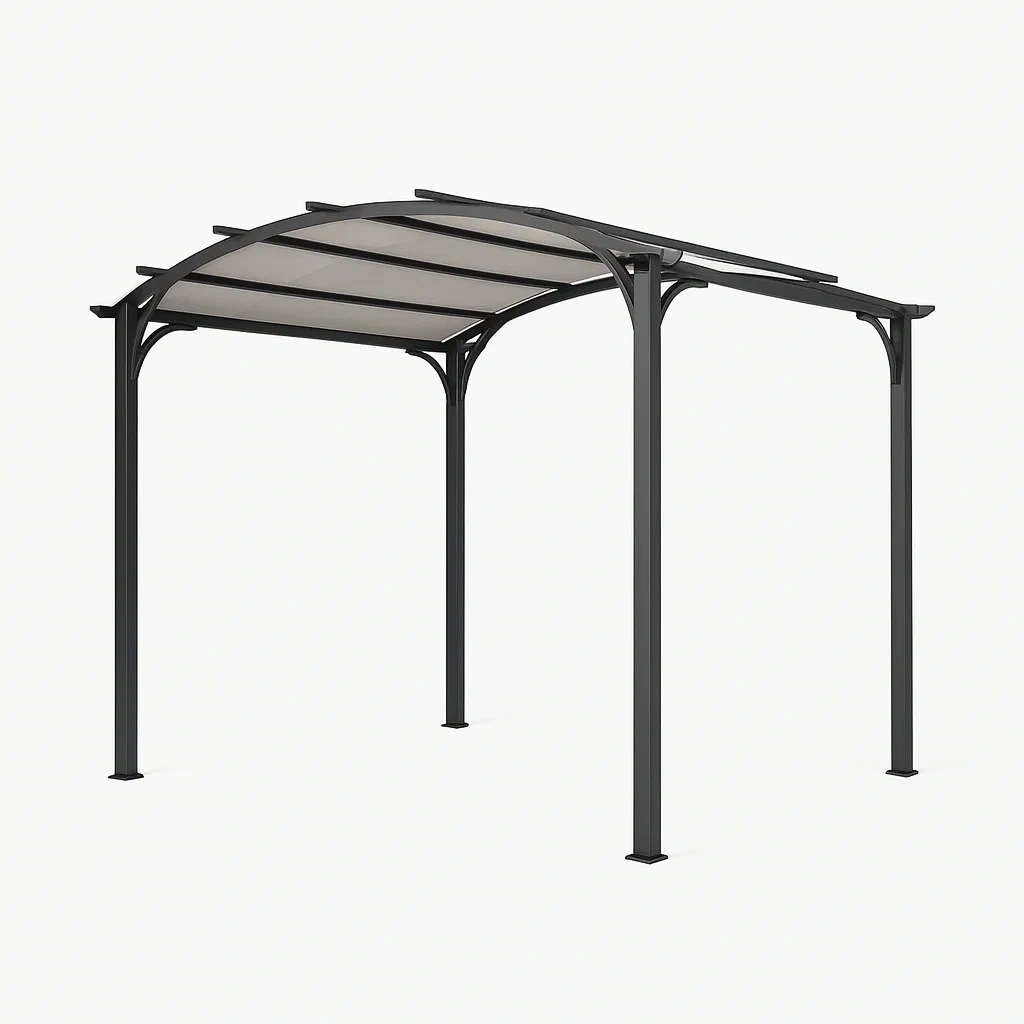 Pergola en acier et polycarbonate noir/beige 280 x 250 x 230 cm-Sofalexa