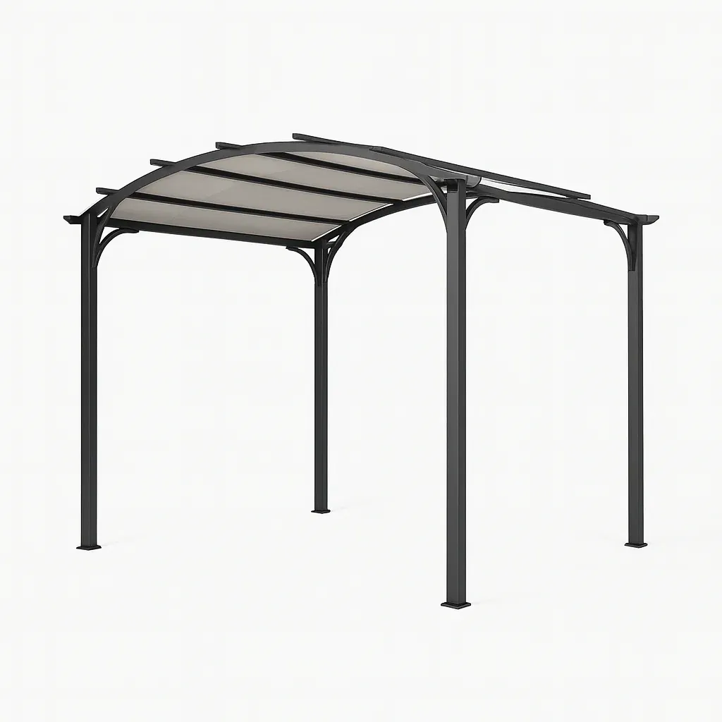 Pergola en acier et polycarbonate noir/beige 280 x 250 x 230 cm-Sofalexa
