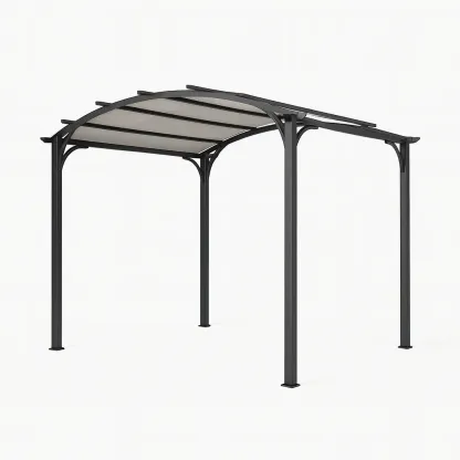Pergola en acier et polycarbonate noir/beige 280 x 250 x 230 cm-Sofalexa