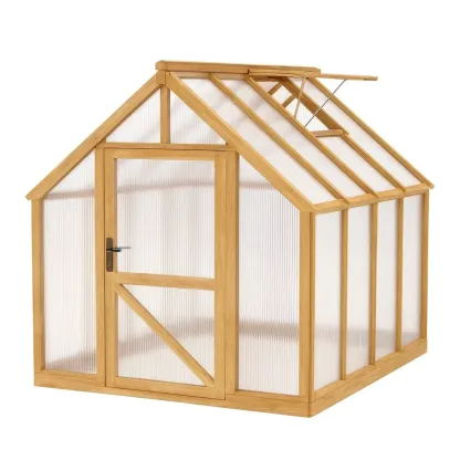 Serre de jardin en bois et polycarbonate marron 200 x 150 x 200 cm-Sofalexa