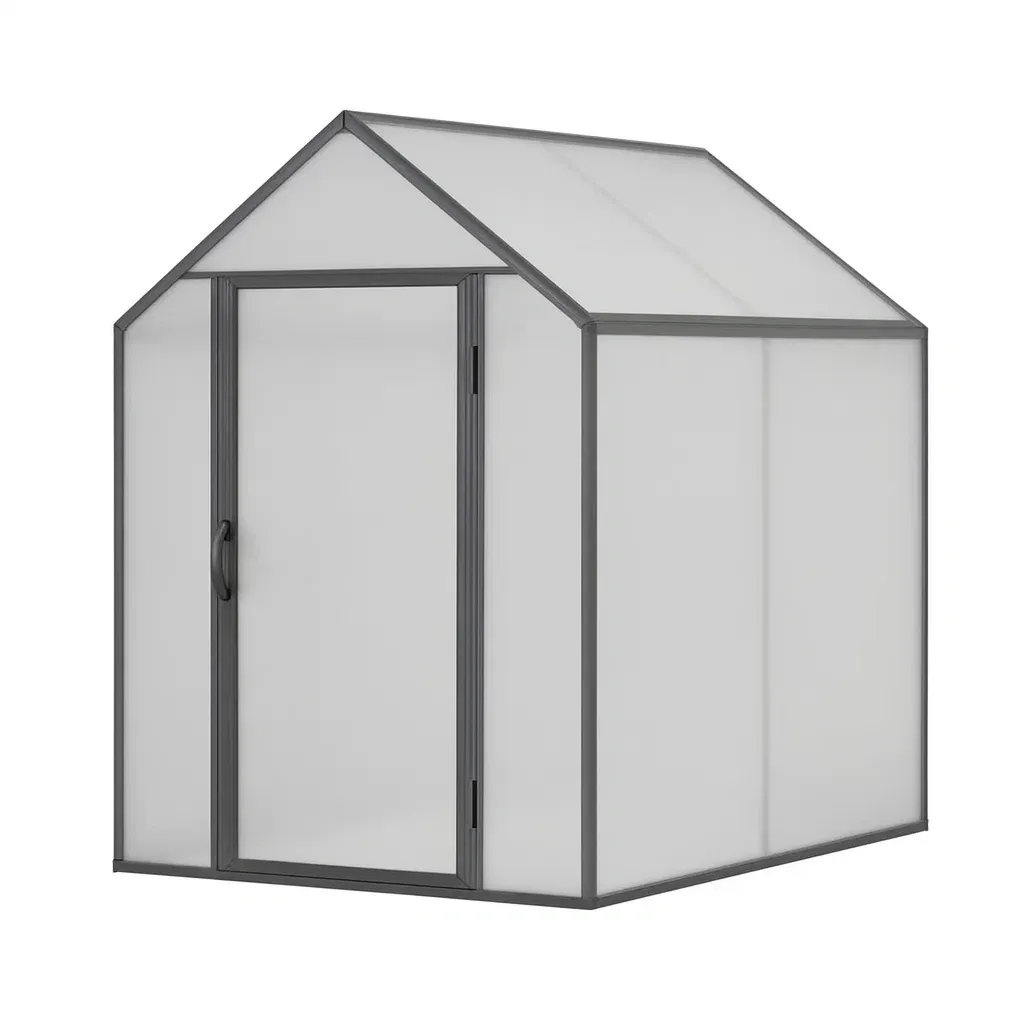 Serre de jardin en aluminium et polycarbonate gris-Sofalexa
