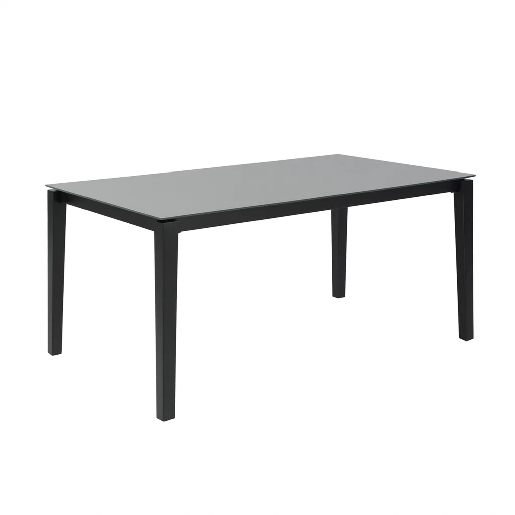 Table en métal et verre trempé noir 140 x 80 x 75 cm-Sofalexa