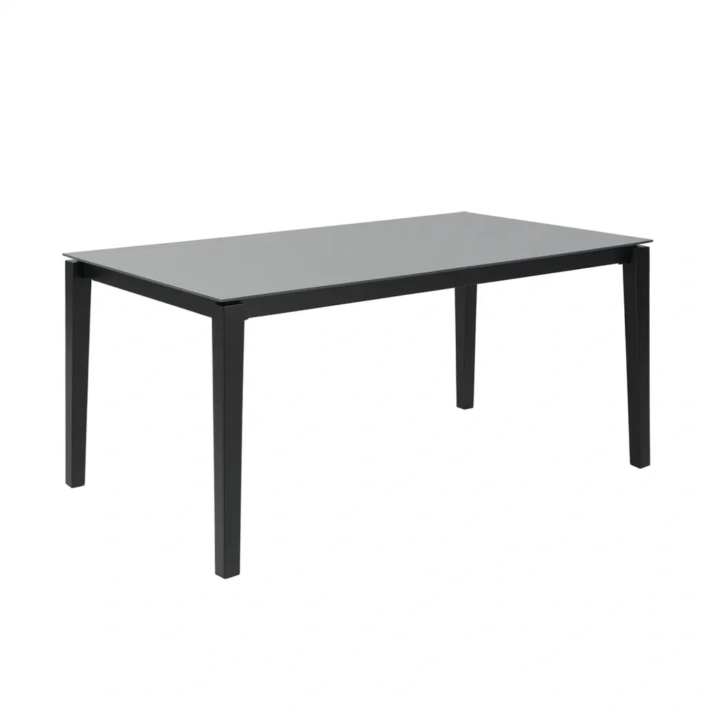 Table en métal et verre trempé noir 140 x 80 x 75 cm-Sofalexa