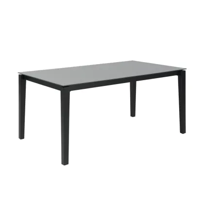 Table en métal et verre trempé noir 140 x 80 x 75 cm-Sofalexa