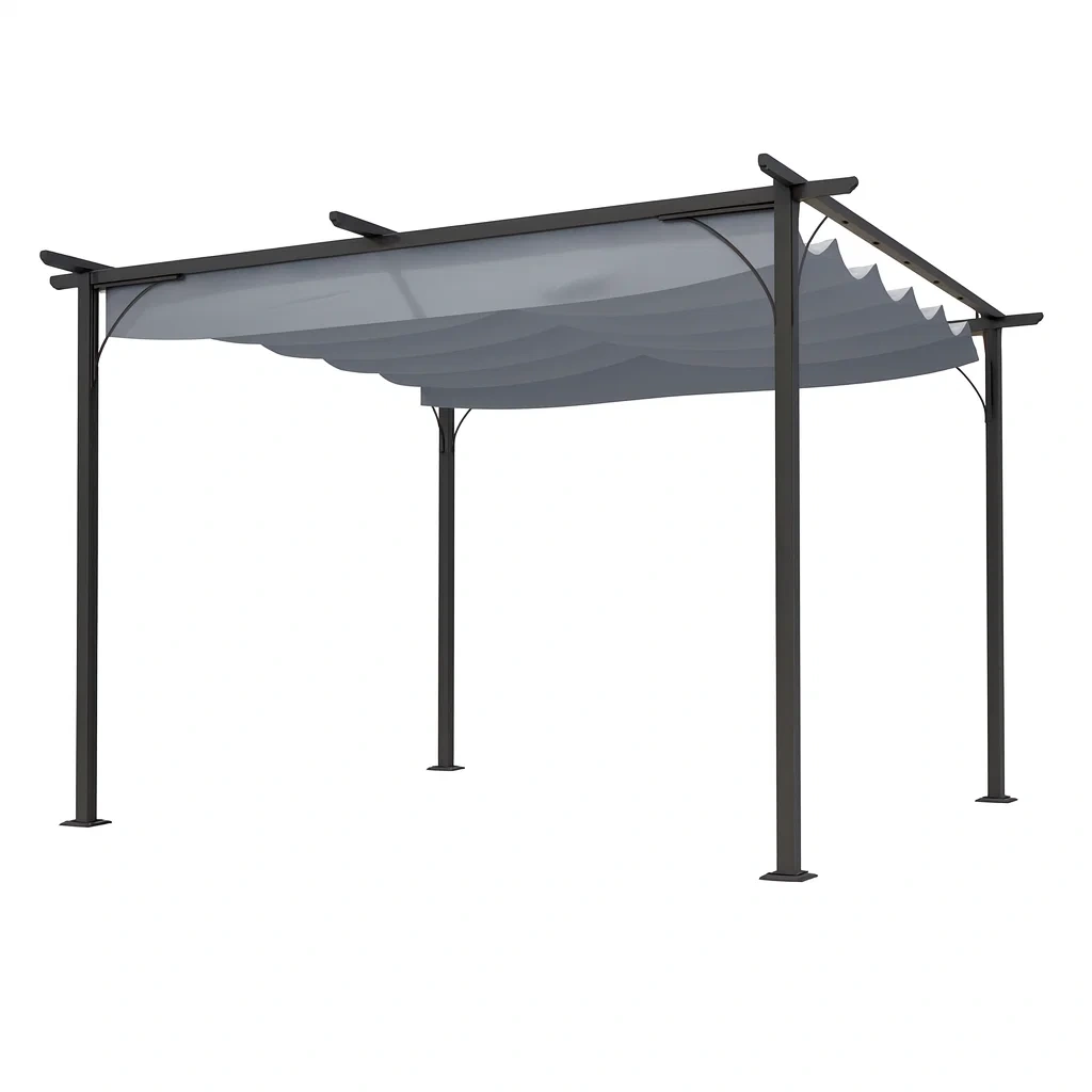 Pergola en aluminium avec toile en polyester gris-Sofalexa