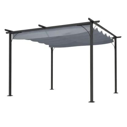 Pergola en aluminium avec toile en polyester gris-Sofalexa