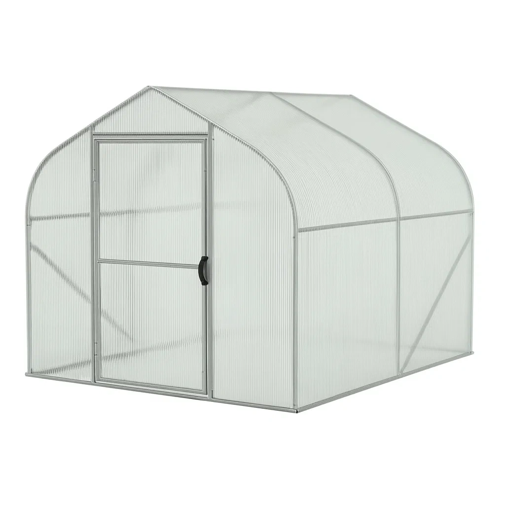 Serre de jardin en polycarbonate avec cadre en aluminium transparent 310 x 190 x 195 cm-Sofalexa