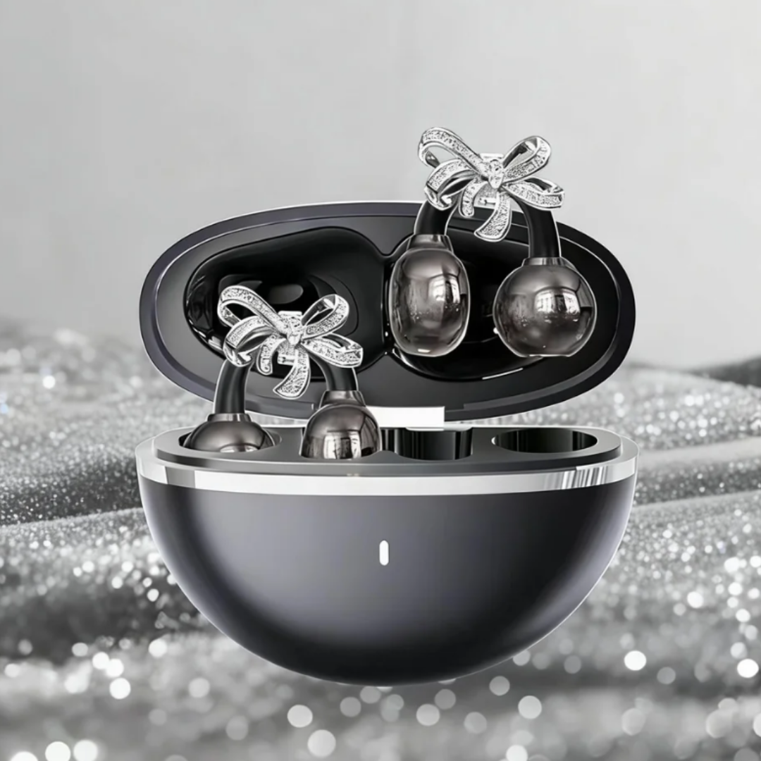 🎧2026 New Clip-on Open-ear Headphones – Wireless Bluetooth Earbuds With Ai Noise Cancelling, Rhinestone Decor & Water Resistant