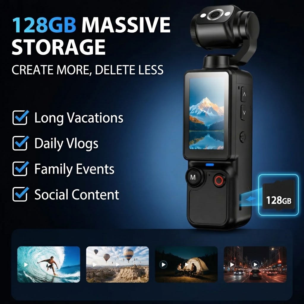 🎥 Upgraded Vlogging Camera – 180° Rotating Lens, Full-Body Video Recorder for Travel, Daily Life & Content Creation