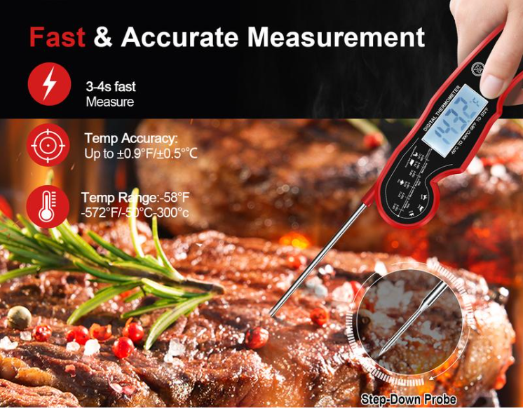 🎉Happy New Year Special: 48% Off🔥[BBQ Essential] Digital Meat Thermometer - 3s Instant Read, Backlight, Magnetic & Waterproof
