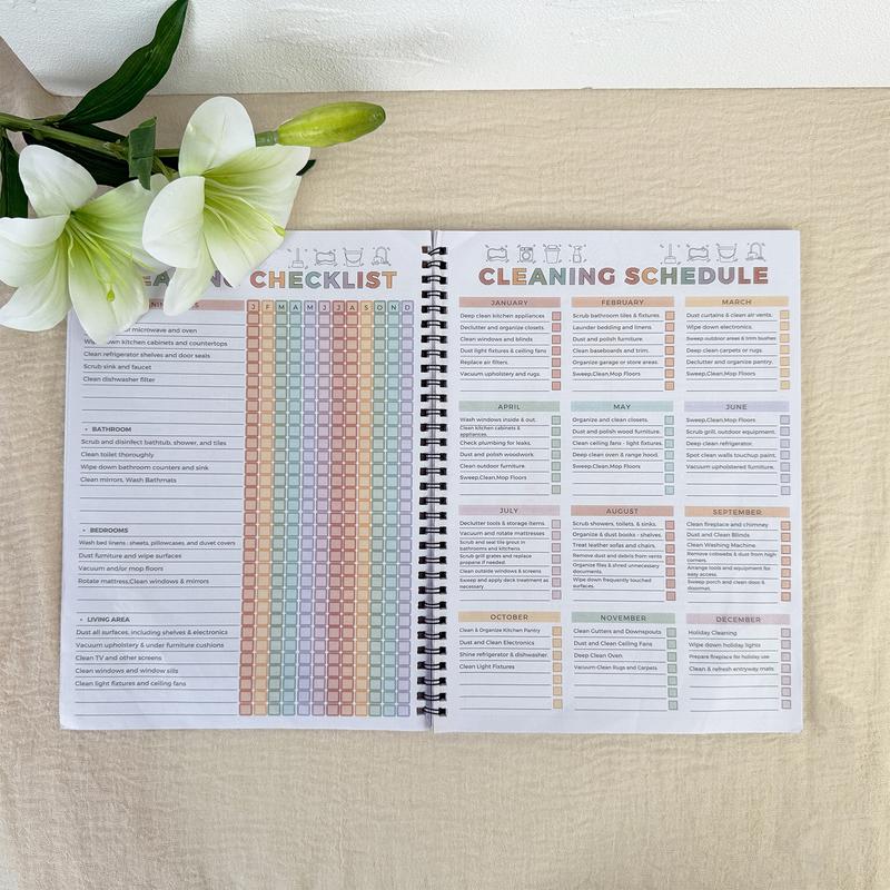 [ADHD Cleaning Planner] A4 Size Daily Schedule & focus Checklist Notebook for Home Office & Dorm Use Durable Cover Smooth Pages Office Stationery Essential - Plannerbook