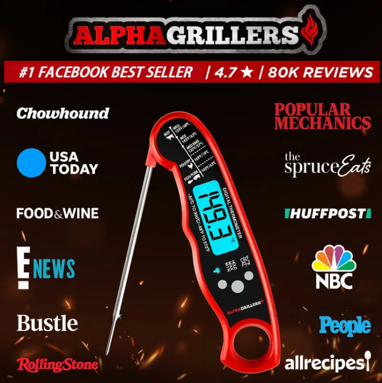 🎉Happy New Year Special: 48% Off🔥[BBQ Essential] Digital Meat Thermometer - 3s Instant Read, Backlight, Magnetic & Waterproof