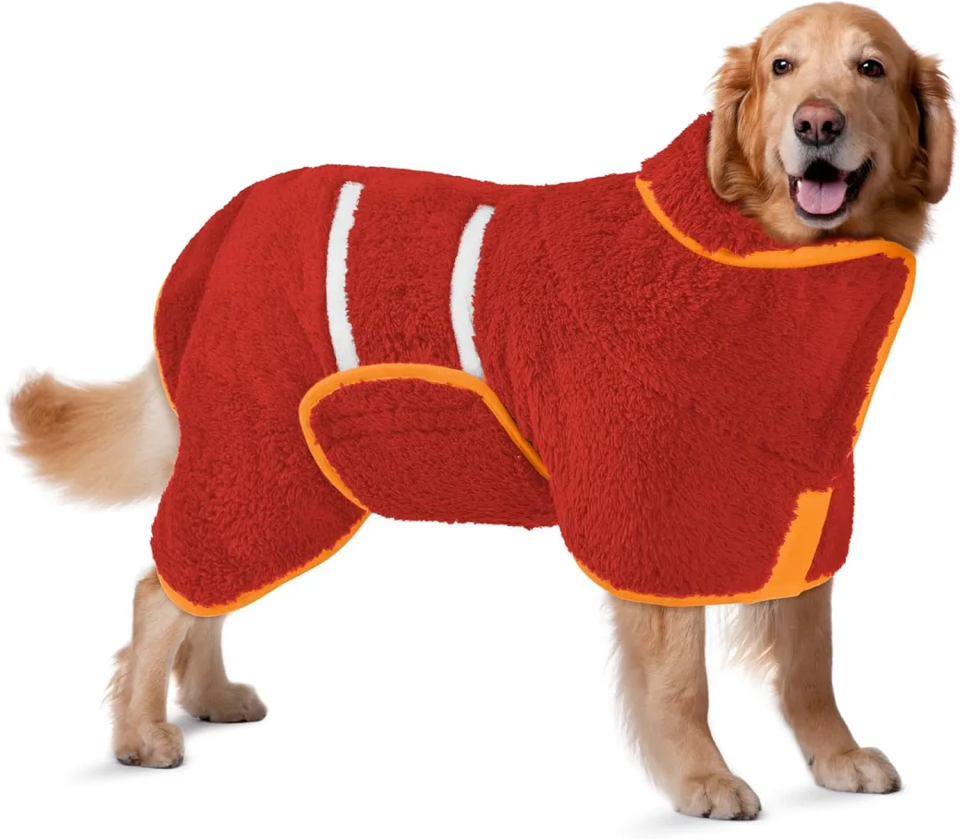 Bienbee Dog Bathrobe, Quick Drying Super Absorbent Dog Robes For After Bath, Warm Keeping Dogs Towel, Dogs Bath Supplies, Dark Blue L