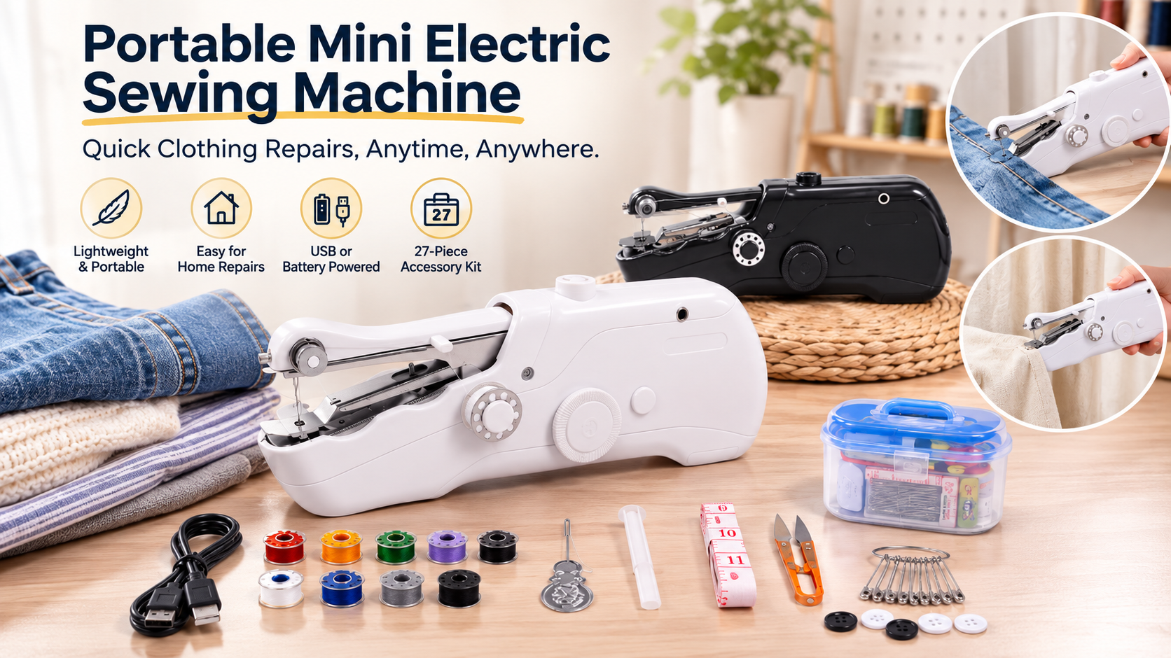 🧵Portable Mini Electric Sewing Machine – Quick Clothing Repairs Anytime, Anywhere
