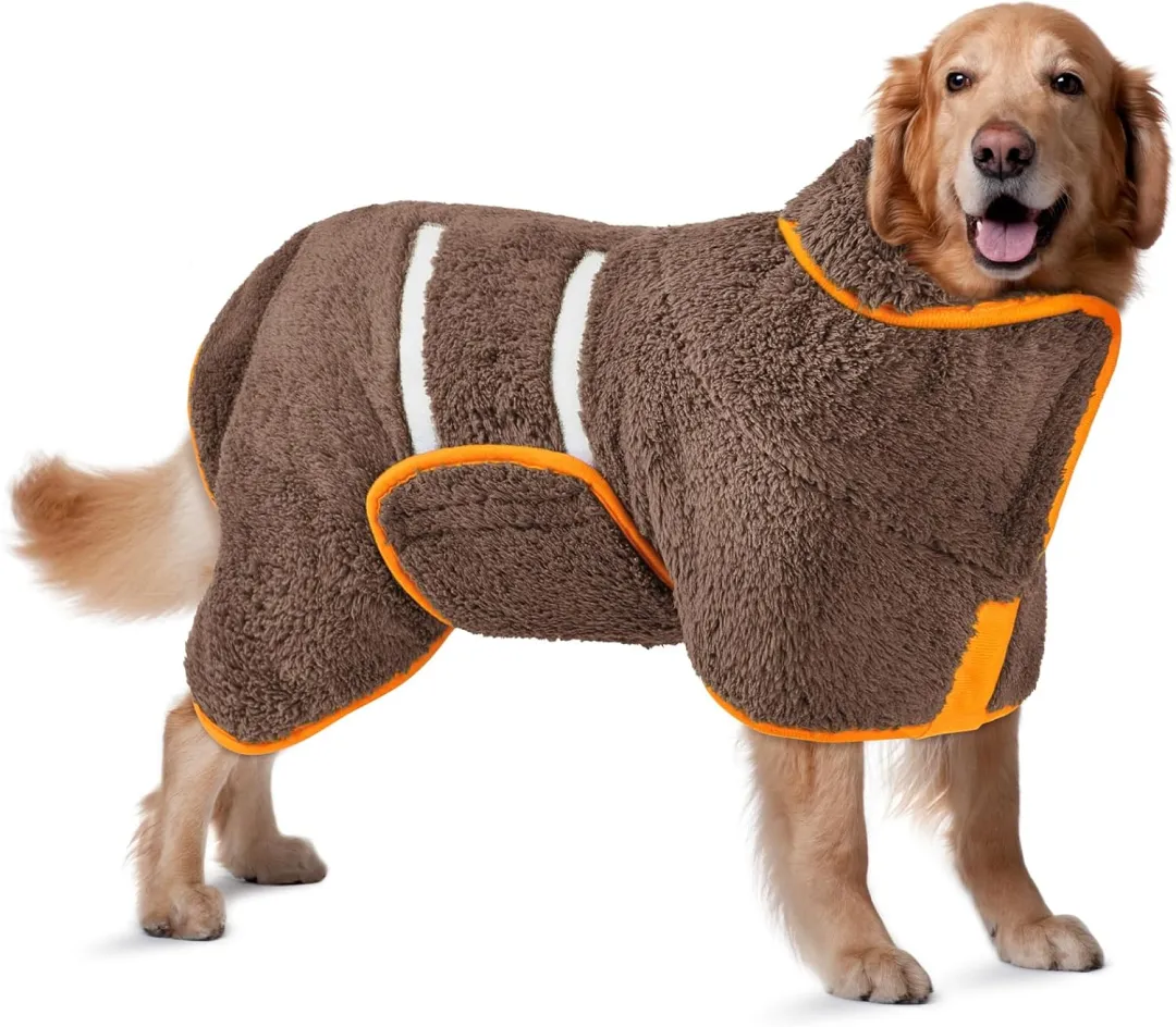 Bienbee Dog Bathrobe, Quick Drying Super Absorbent Dog Robes For After Bath, Warm Keeping Dogs Towel, Dogs Bath Supplies, Dark Blue L