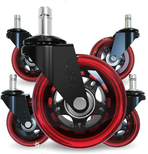 The Office Original Rollerblade Office Chair Wheels, Easy Installation With Universal Fit - Set Of 5