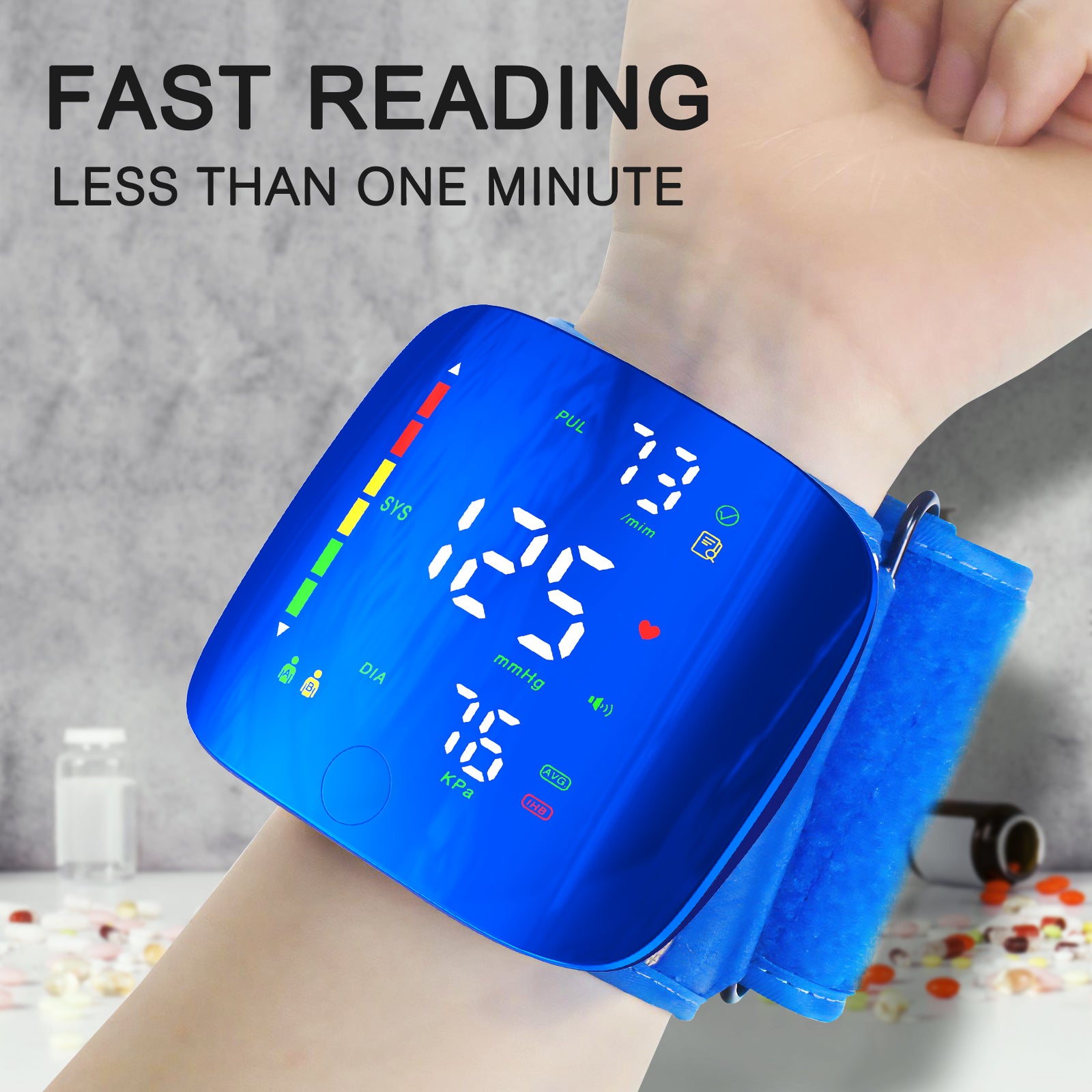 50% OFF – Digital Wrist Blood Pressure Monitor, Rechargeable, Large LED Screen, Voice Function, 2 Users Memory