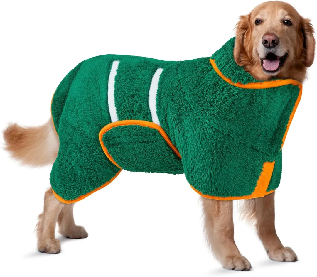 Bienbee Dog Bathrobe, Quick Drying Super Absorbent Dog Robes For After Bath, Warm Keeping Dogs Towel, Dogs Bath Supplies, Dark Blue L
