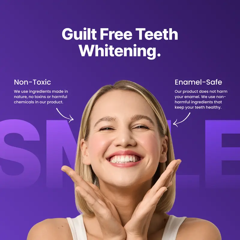 Drdent Purple Teeth Whitening Strips - 7/21 Whitening Sessions - Safe For Enamel - Non Sensitive Teeth Whitening - Peroxide-free