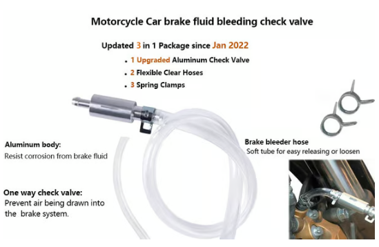 💥brake Bleeder Hose - One Way Check Valve Tube Bleeding Tool Kit For Motorcyle Clutch