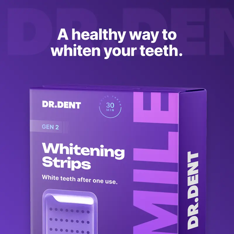 Drdent Purple Teeth Whitening Strips - 7/21 Whitening Sessions - Safe For Enamel - Non Sensitive Teeth Whitening - Peroxide-free