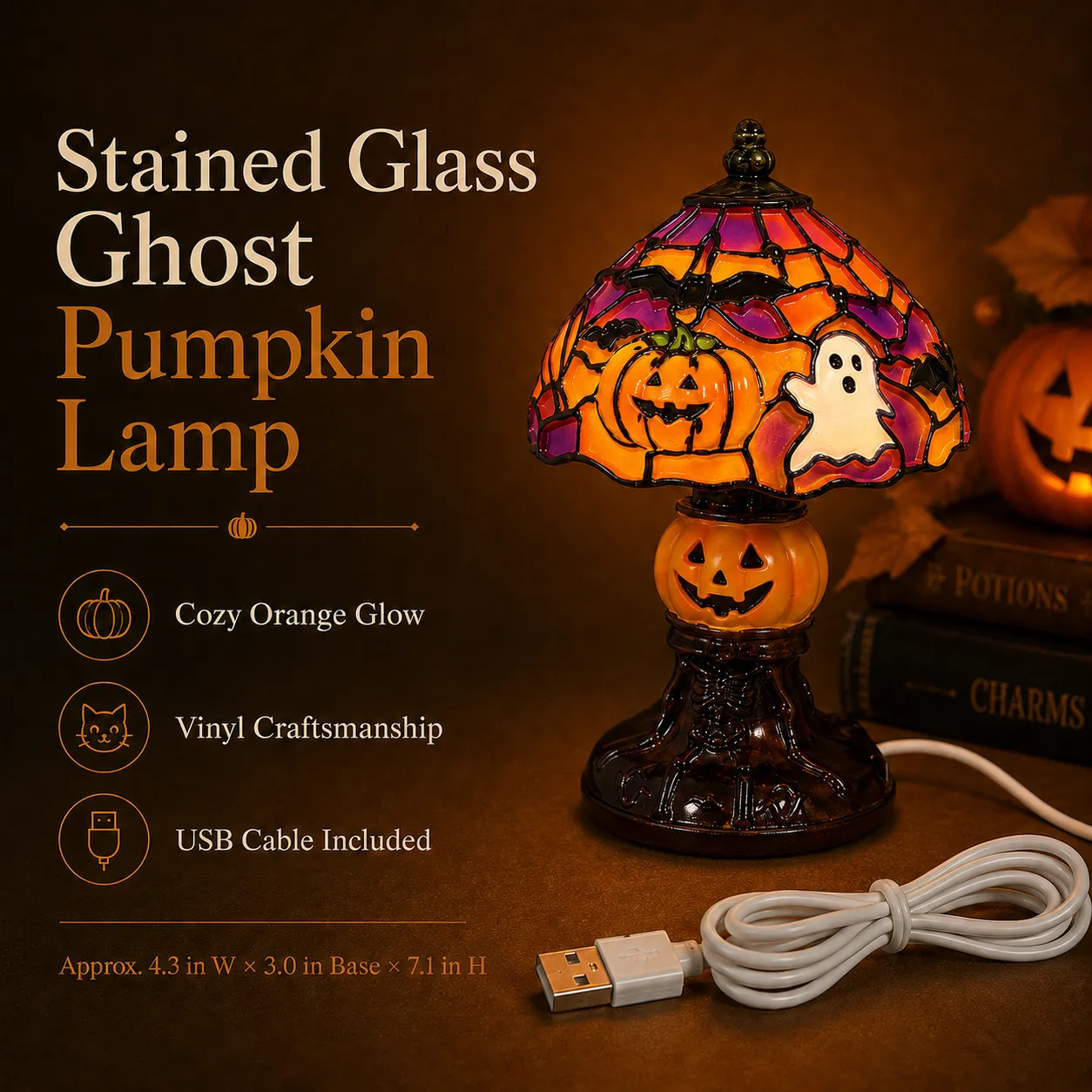 🎃 Bat & Pumpkin Halloween Table Lamp — Light Up Spooky Nights! 🦇✨