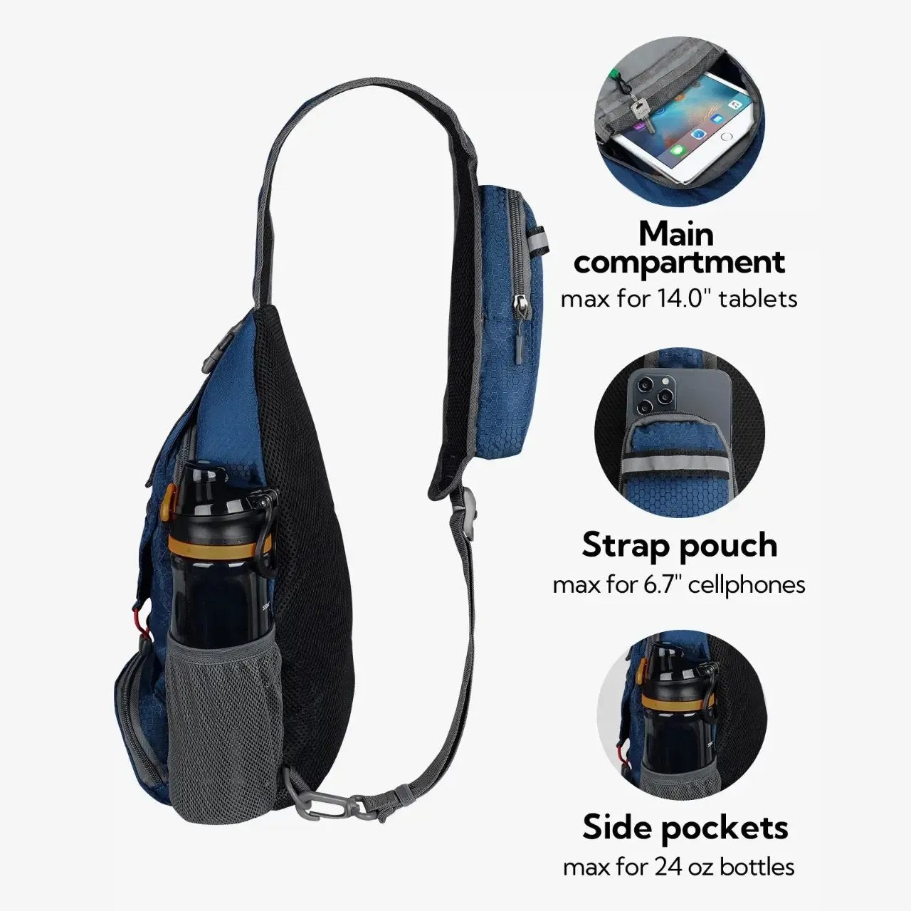 ✨ Perfect for Hiking and Traveling ✨Packable Small Crossbody Sling Backpack with Side Pouch