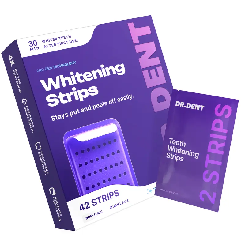 Drdent Purple Teeth Whitening Strips - 7/21 Whitening Sessions - Safe For Enamel - Non Sensitive Teeth Whitening - Peroxide-free