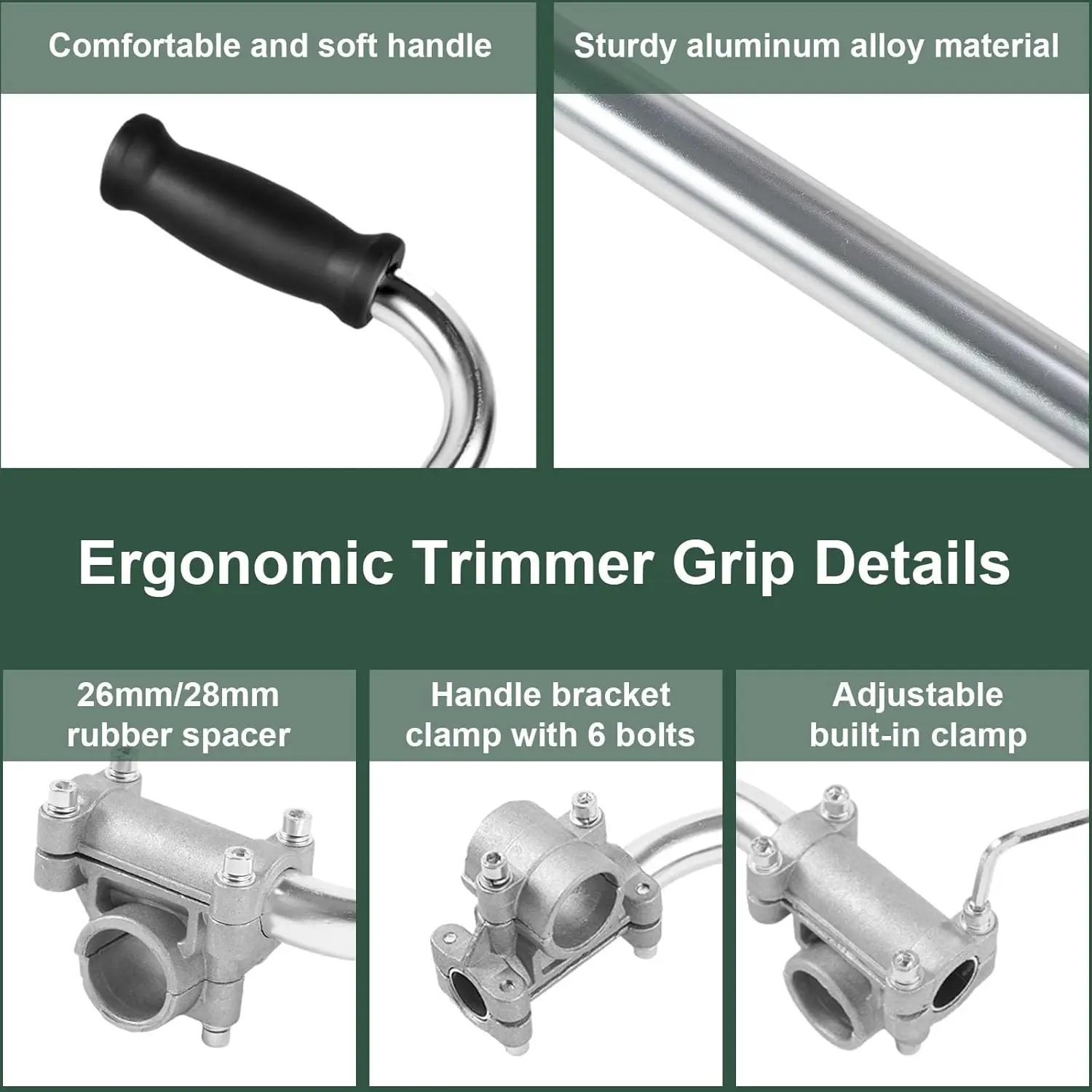 Grass Trimmer Handle, Aluminum Trimmer Handle with Bracket Clip, Multifunctional Garden Trimmer Handle