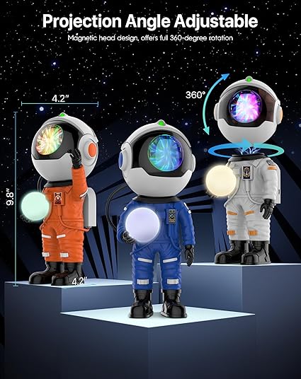 Rossetta Astronaut Galaxy Projector, Star Projector For Bedroom, Led Night Light For Kids Room With Timer And Remote Control, Est Room Decor (, White)