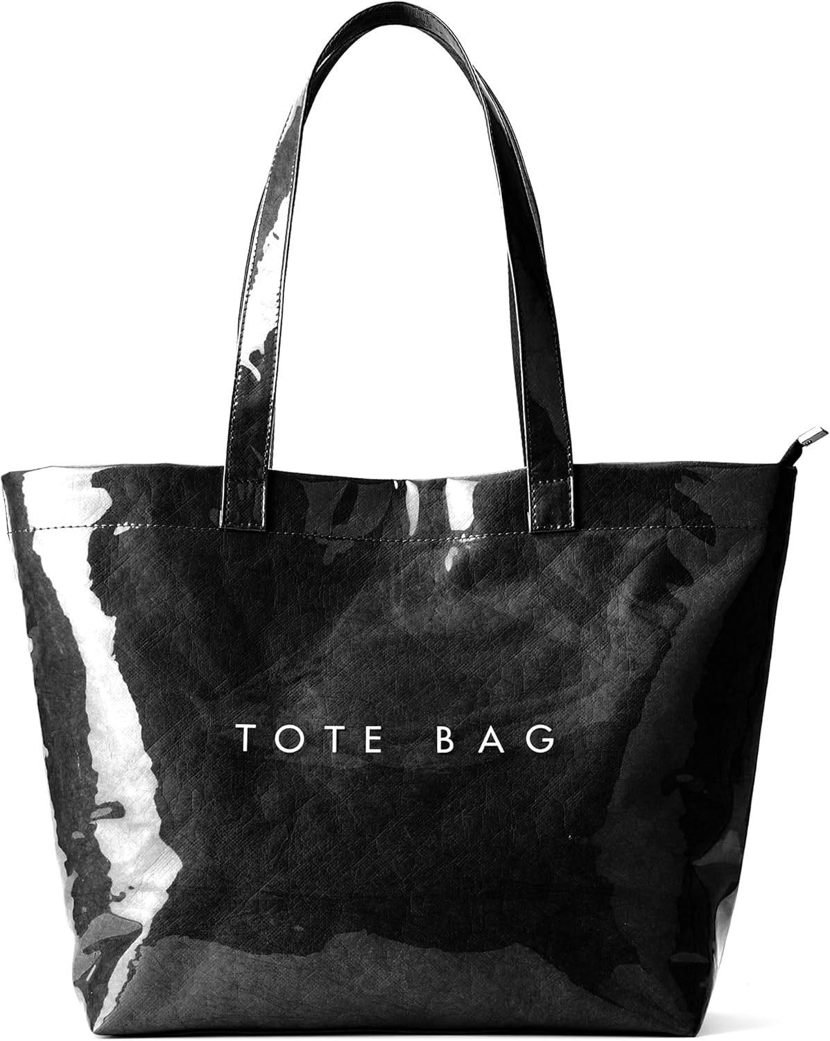 Handbag Women's Shopper Kraft Paper Bag Tote Bag Clear PVC Large Shoulder Bag with Zip for Beach, Work, Shopping, School