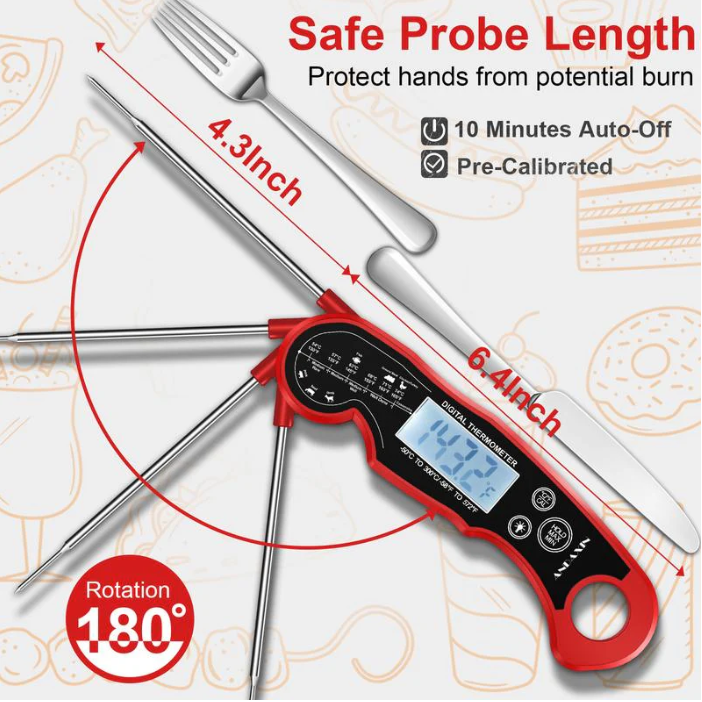 🎉Happy New Year Special: 48% Off🔥[BBQ Essential] Digital Meat Thermometer - 3s Instant Read, Backlight, Magnetic & Waterproof