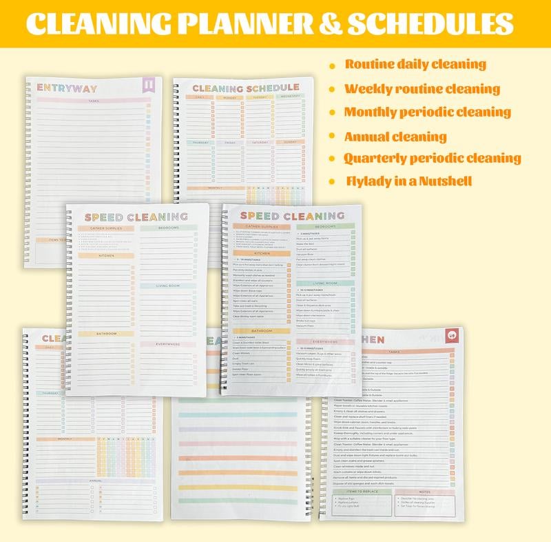 [ADHD Cleaning Planner] A4 Size Daily Schedule & focus Checklist Notebook for Home Office & Dorm Use Durable Cover Smooth Pages Office Stationery Essential - Plannerbook