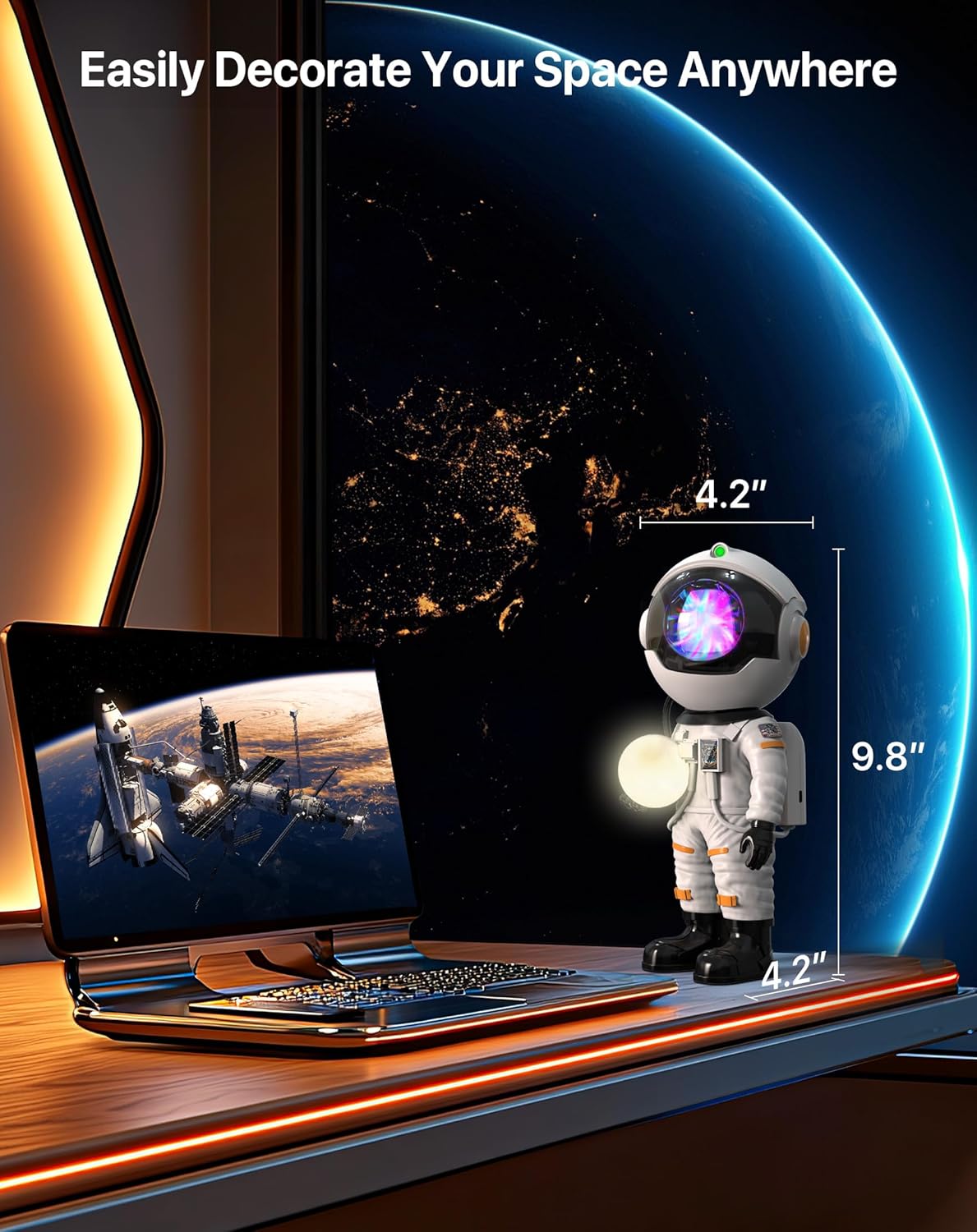 Rossetta Astronaut Galaxy Projector, Star Projector For Bedroom, Led Night Light For Kids Room With Timer And Remote Control, Est Room Decor (, White)