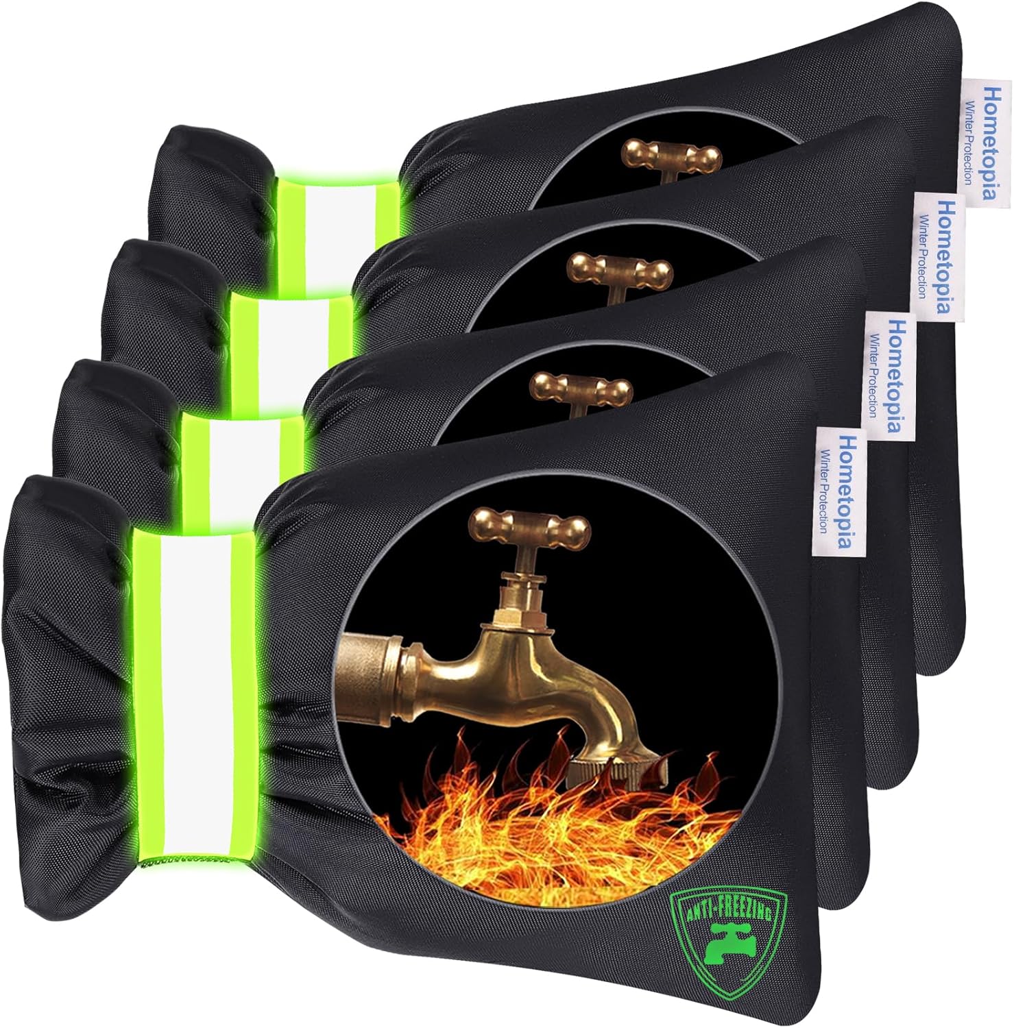 Outdoor Faucet Cover for Winter - Pro 7.1"W x 9.8"H Outdoor Water Faucet Cover Socks for Winter Freeze Protection Pipe Insulation Reusable Waterproof Insulated Spigot backflow Cover,Black (2)