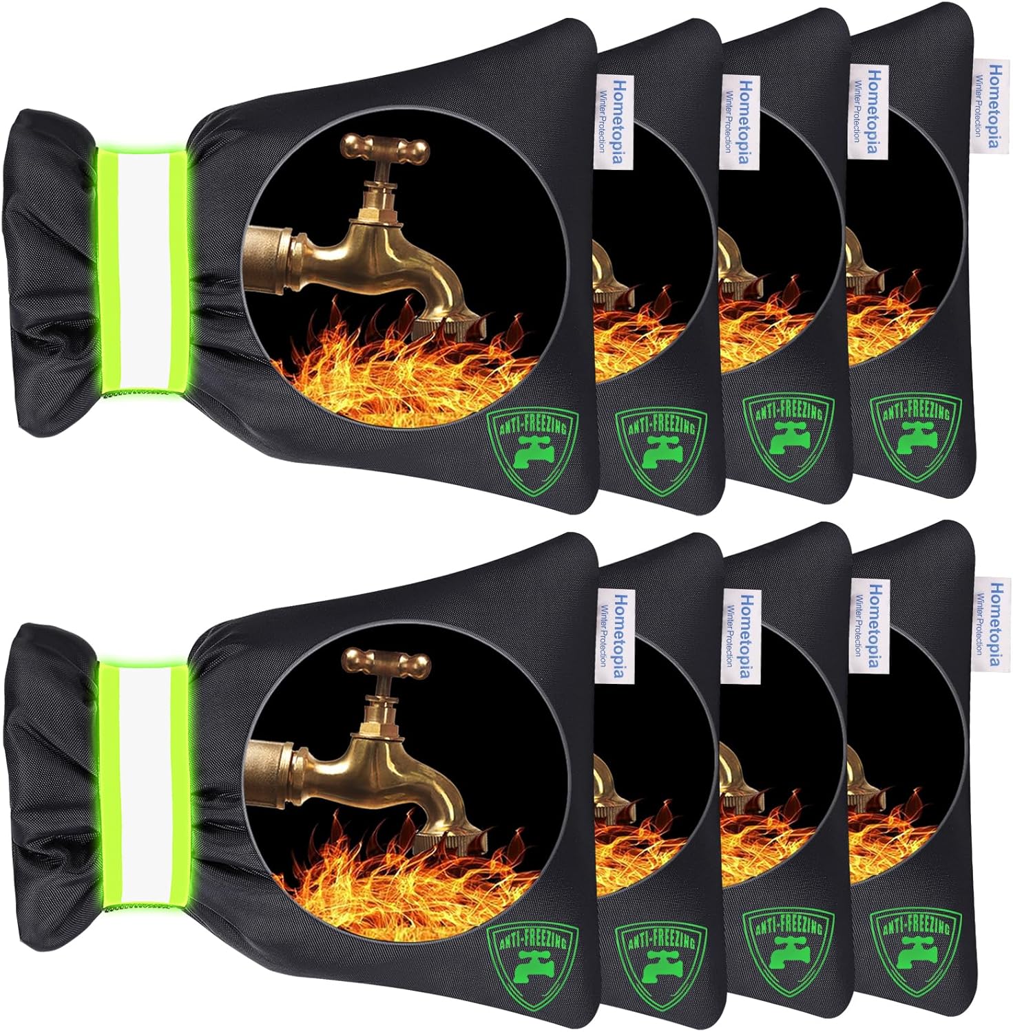 Outdoor Faucet Cover for Winter - Pro 7.1"W x 9.8"H Outdoor Water Faucet Cover Socks for Winter Freeze Protection Pipe Insulation Reusable Waterproof Insulated Spigot backflow Cover,Black (2)