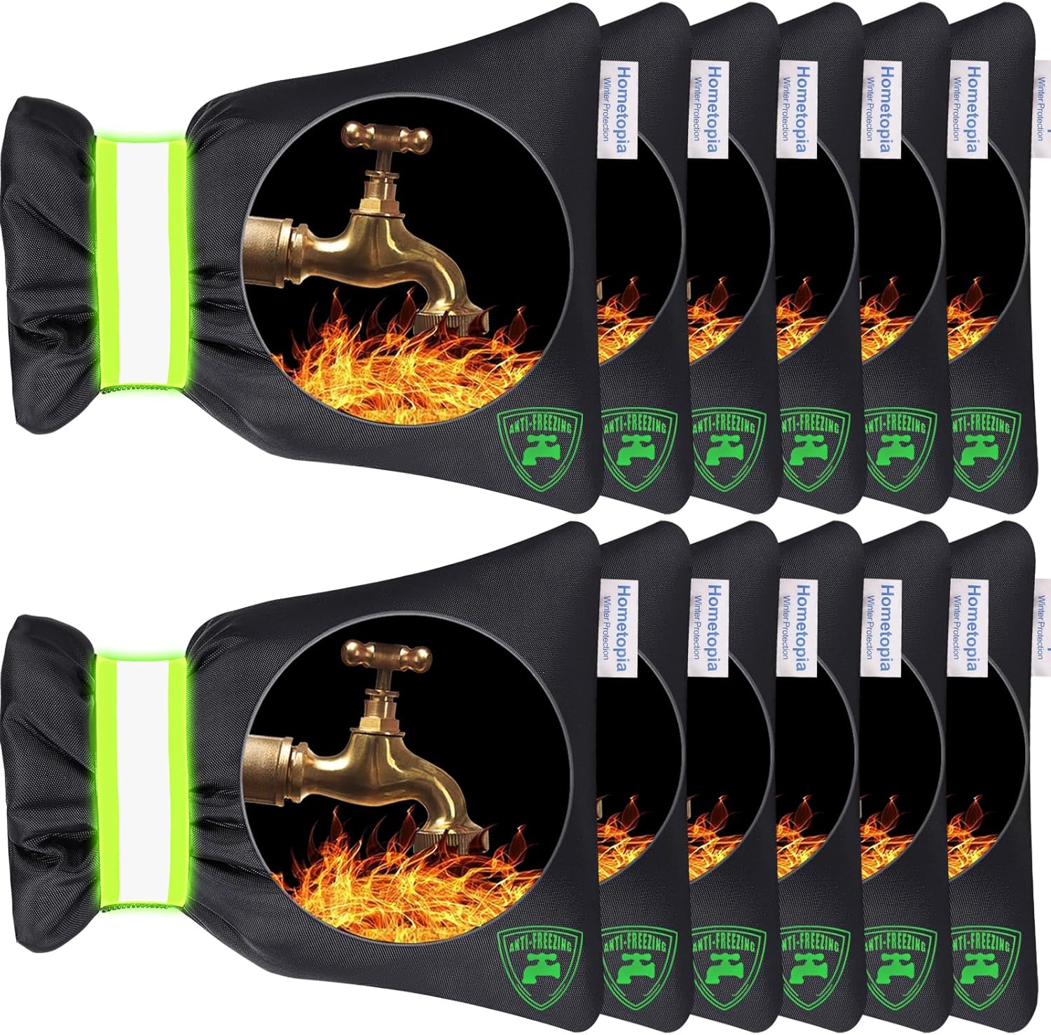 Outdoor Faucet Cover for Winter - Pro 7.1"W x 9.8"H Outdoor Water Faucet Cover Socks for Winter Freeze Protection Pipe Insulation Reusable Waterproof Insulated Spigot backflow Cover,Black (2)