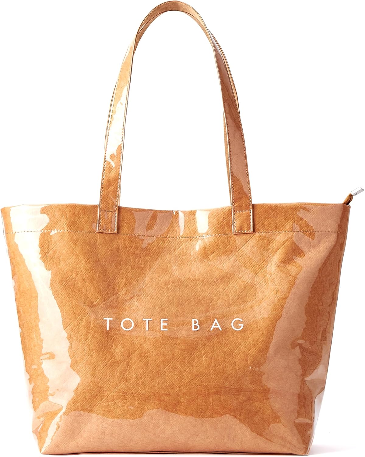 Handbag Women's Shopper Kraft Paper Bag Tote Bag Clear PVC Large Shoulder Bag with Zip for Beach, Work, Shopping, School