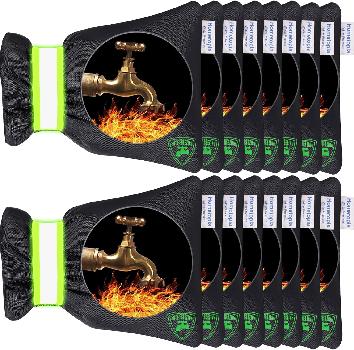 Outdoor Faucet Cover for Winter - Pro 7.1"W x 9.8"H Outdoor Water Faucet Cover Socks for Winter Freeze Protection Pipe Insulation Reusable Waterproof Insulated Spigot backflow Cover,Black (2)