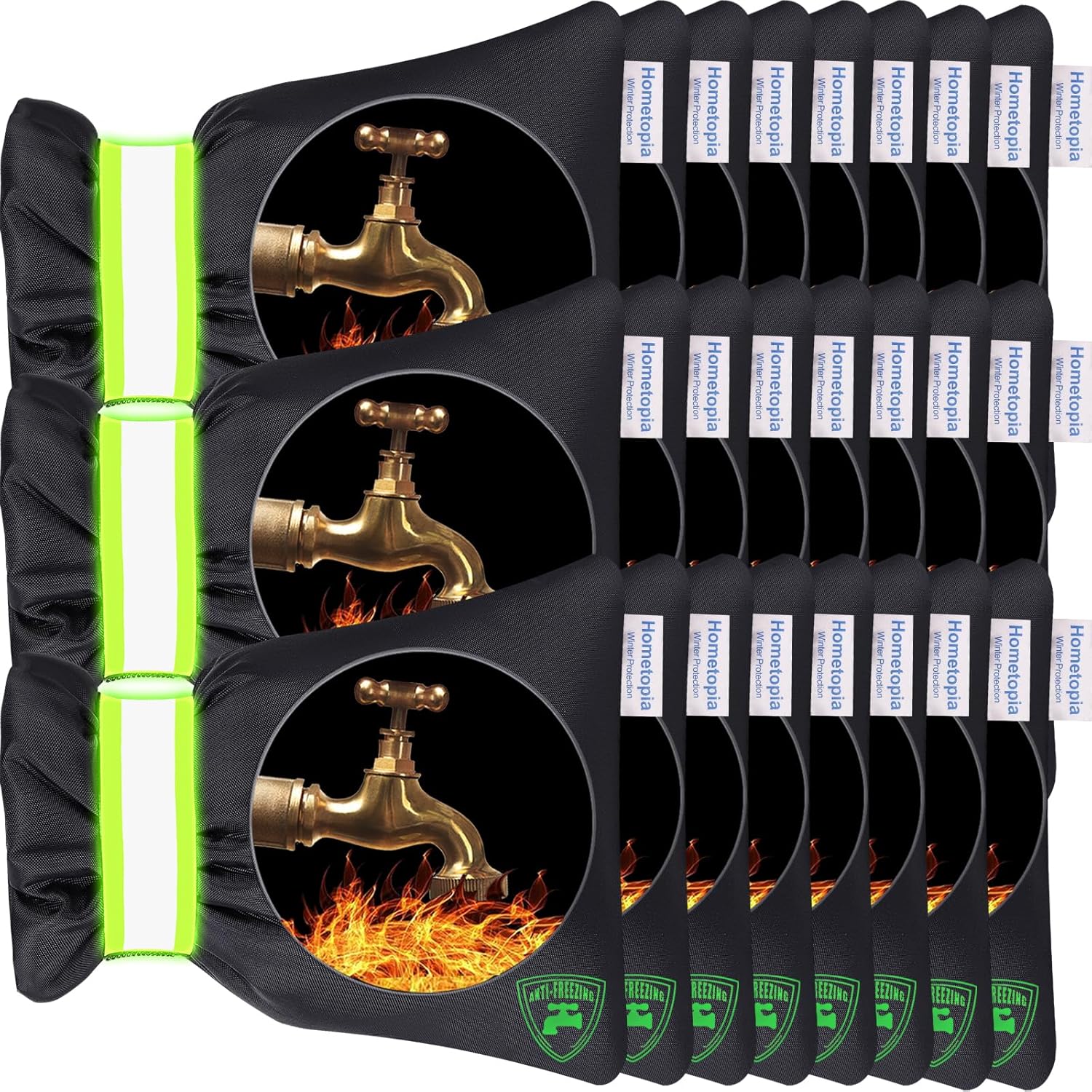 Outdoor Faucet Cover for Winter - Pro 7.1"W x 9.8"H Outdoor Water Faucet Cover Socks for Winter Freeze Protection Pipe Insulation Reusable Waterproof Insulated Spigot backflow Cover,Black (2)