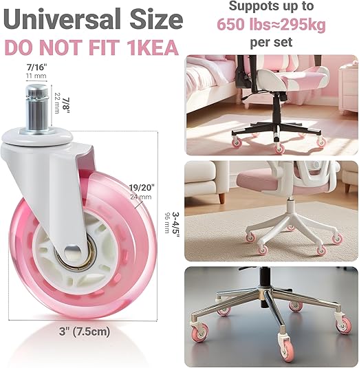 🎉 New Year Sale – 50% Off! The Office Original Rollerblade Chair Wheels, Easy Installation, Universal Fit, Set of 5 🎉