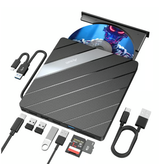 Laptop Dvd Player Usb C 3.0 Portable Cd Burner With Sd/tf Card Slot & 3 Usb Ports Compatible With Mac, Windows, Linux