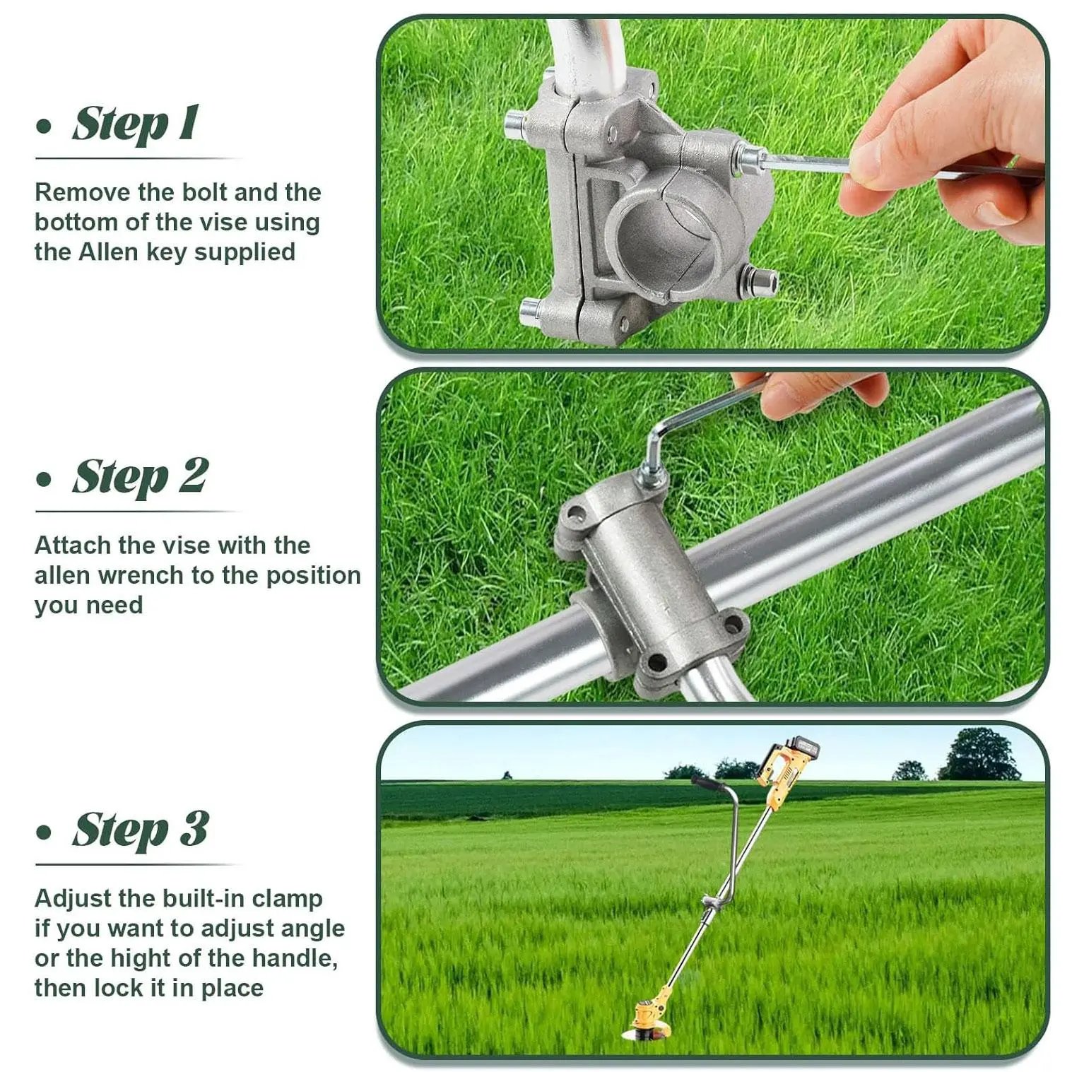 Grass Trimmer Handle, Aluminum Trimmer Handle with Bracket Clip, Multifunctional Garden Trimmer Handle