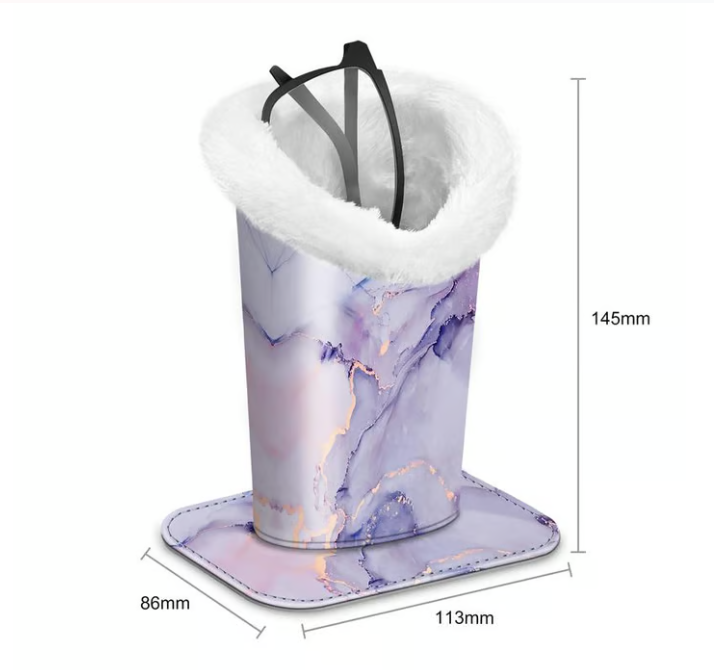 Eyeglasses Holder With Soft Furry Lining And Magnetic Base