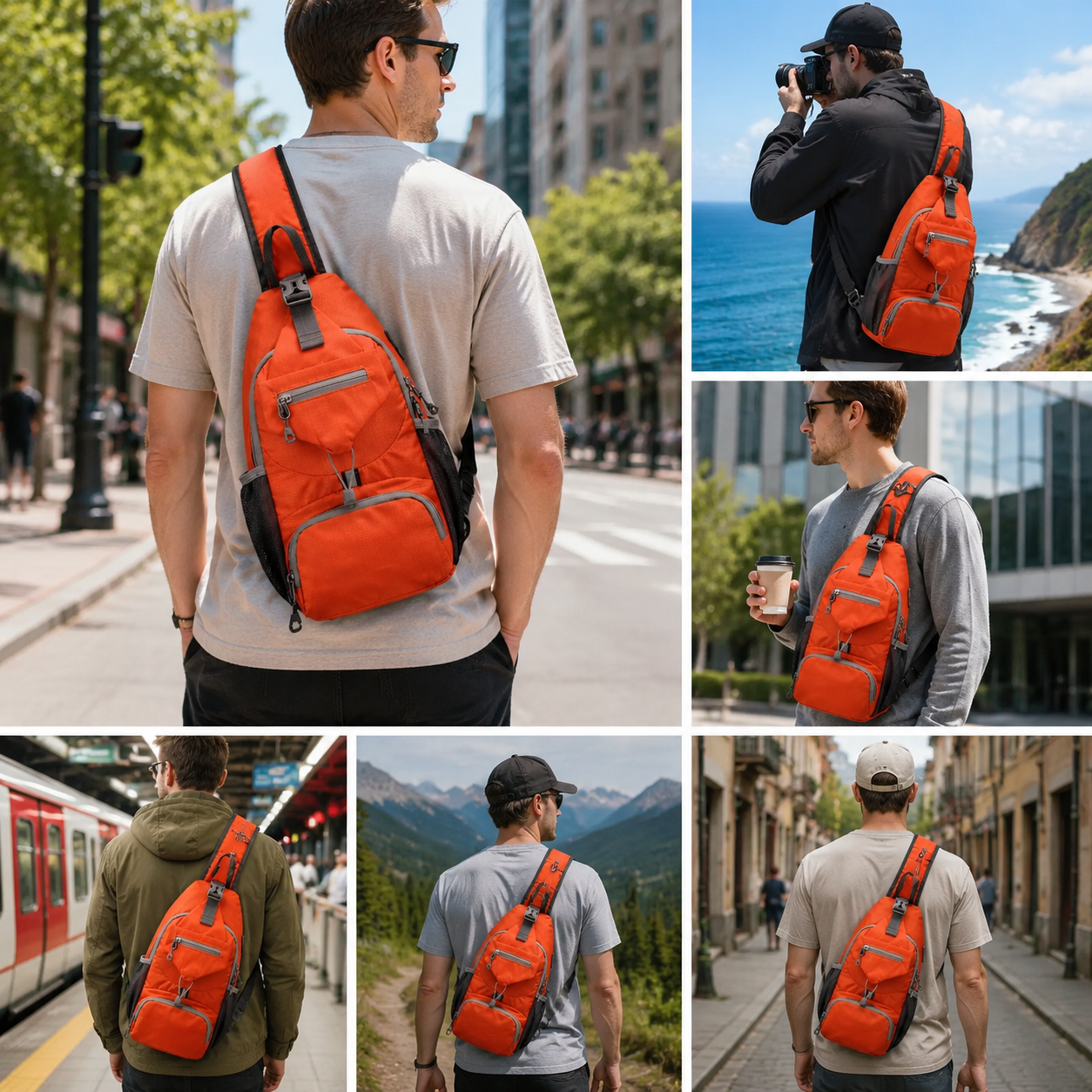 ✨ Perfect for Hiking and Traveling ✨Packable Small Crossbody Sling Backpack with Side Pouch