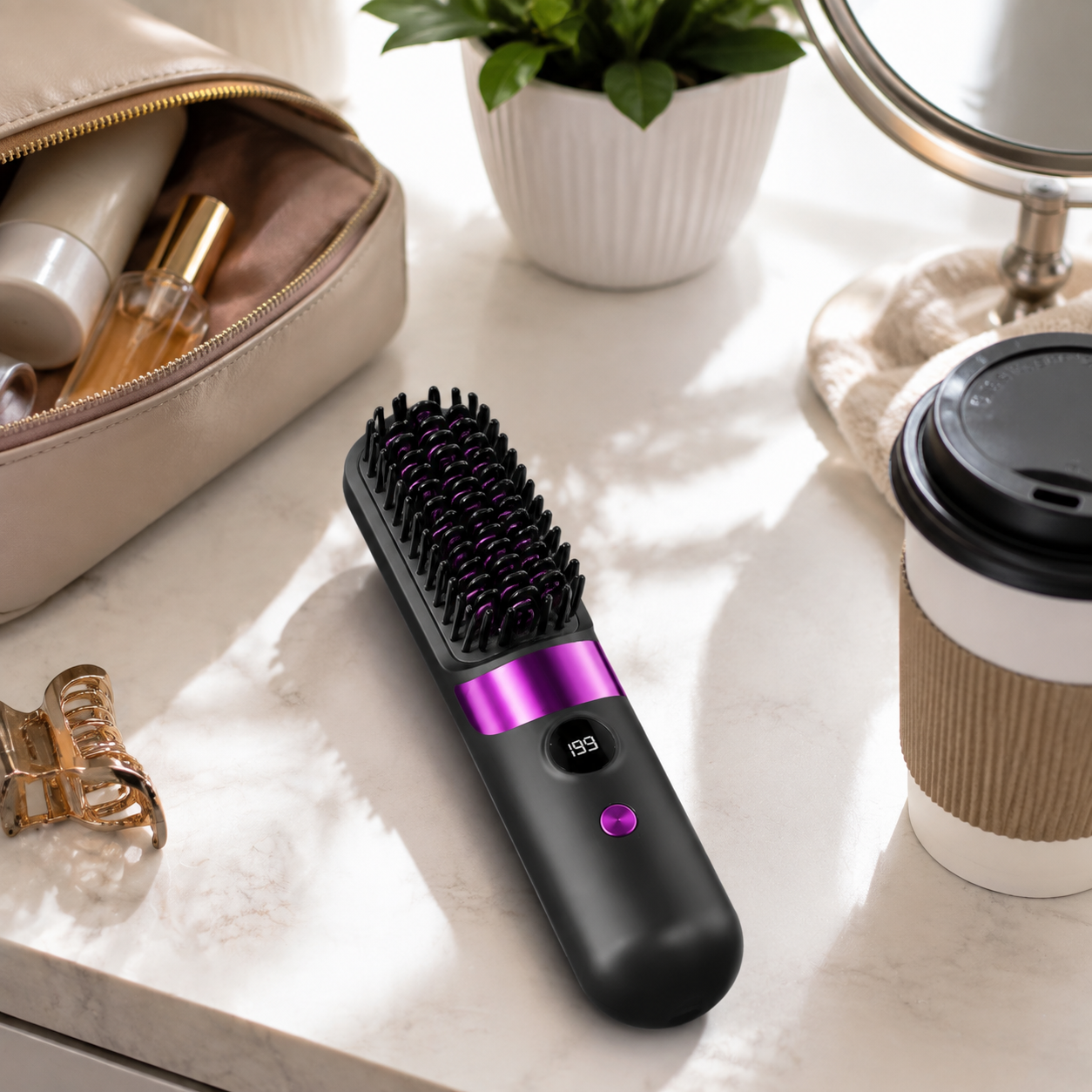 3-in-1 Portable Cordless Hair Straightener Comb