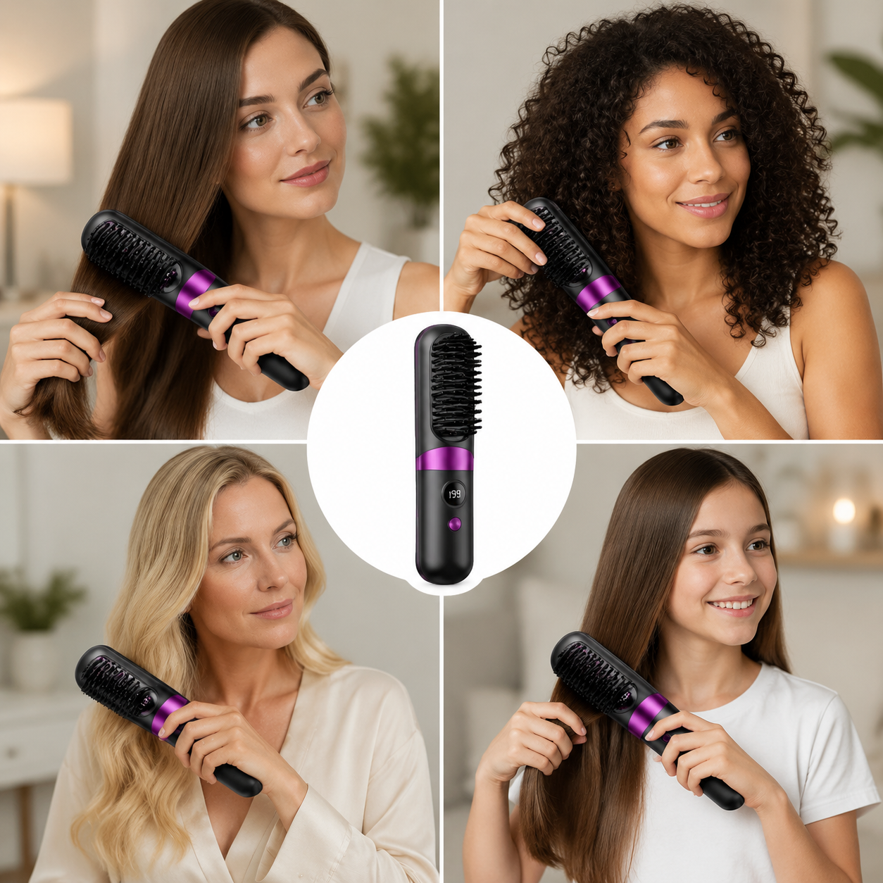 3-in-1 Portable Cordless Hair Straightener Comb
