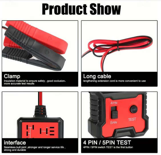 Automotive Relay Tester Tool For Summer, 12v/24v Car Relay Tester