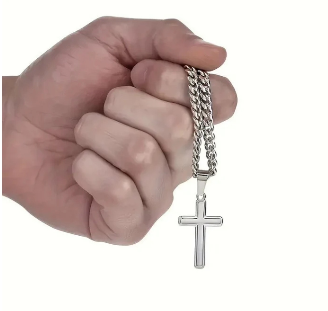 Men's Stainless Steel Cross Pendant Necklace