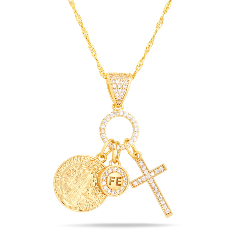 Cross Pendant Necklace, Water Ripple Chain, Simple, Niche And Retro Collarbone Chain Accessory